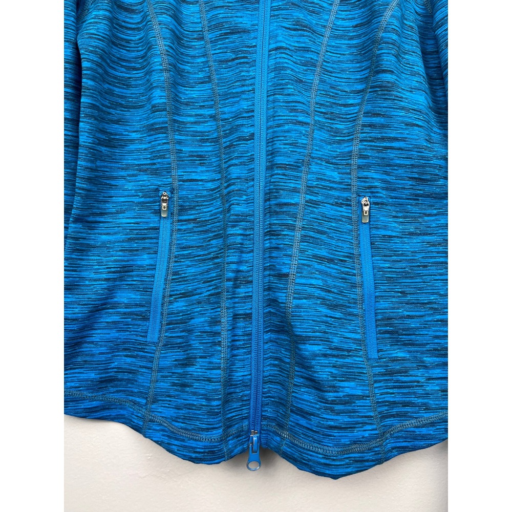 Zella Blue Space‎ Dye Full Zip Jacket S Studio Core Ruched Mesh Back Athleisure - Picture 4 of 12